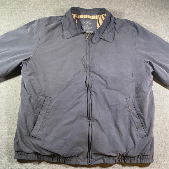 LL Bean Men's Jacket XL Blue Full Zip Collared Lined Bomber Jacket Casual - Picture 2 of 11
